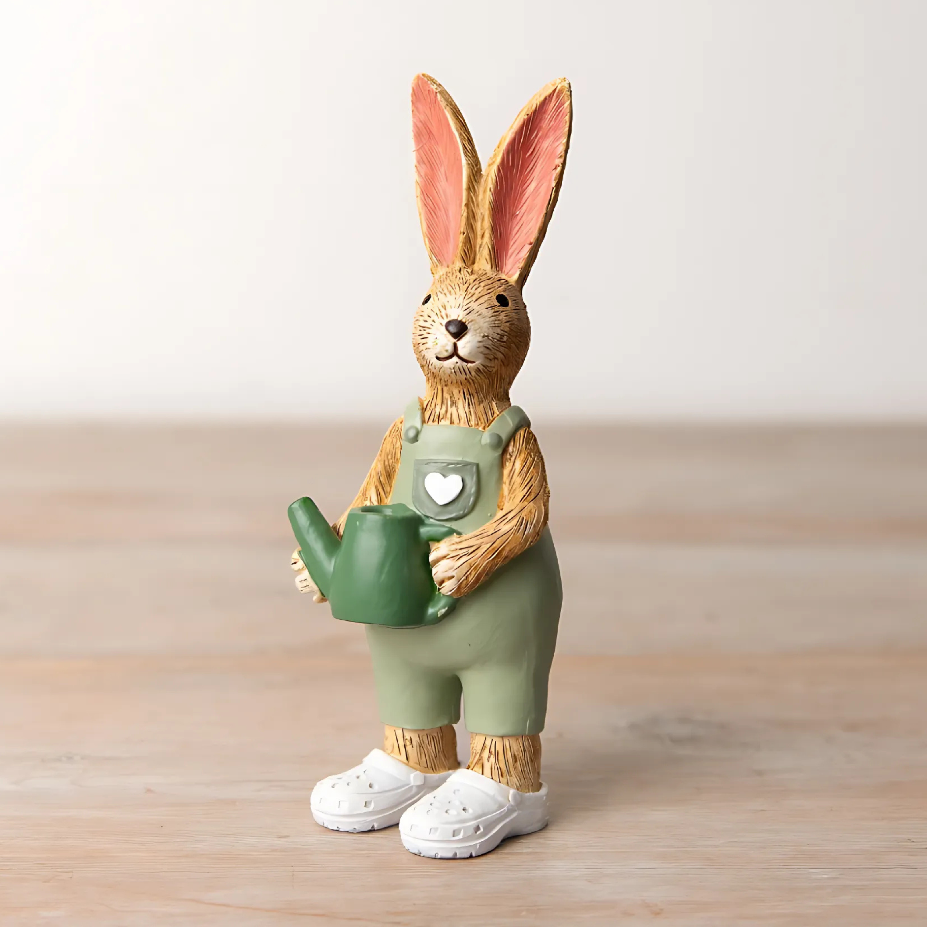 Jasper Rabbit Resin Bunny Rabbit Gardening in Overalls Decorative Figurine