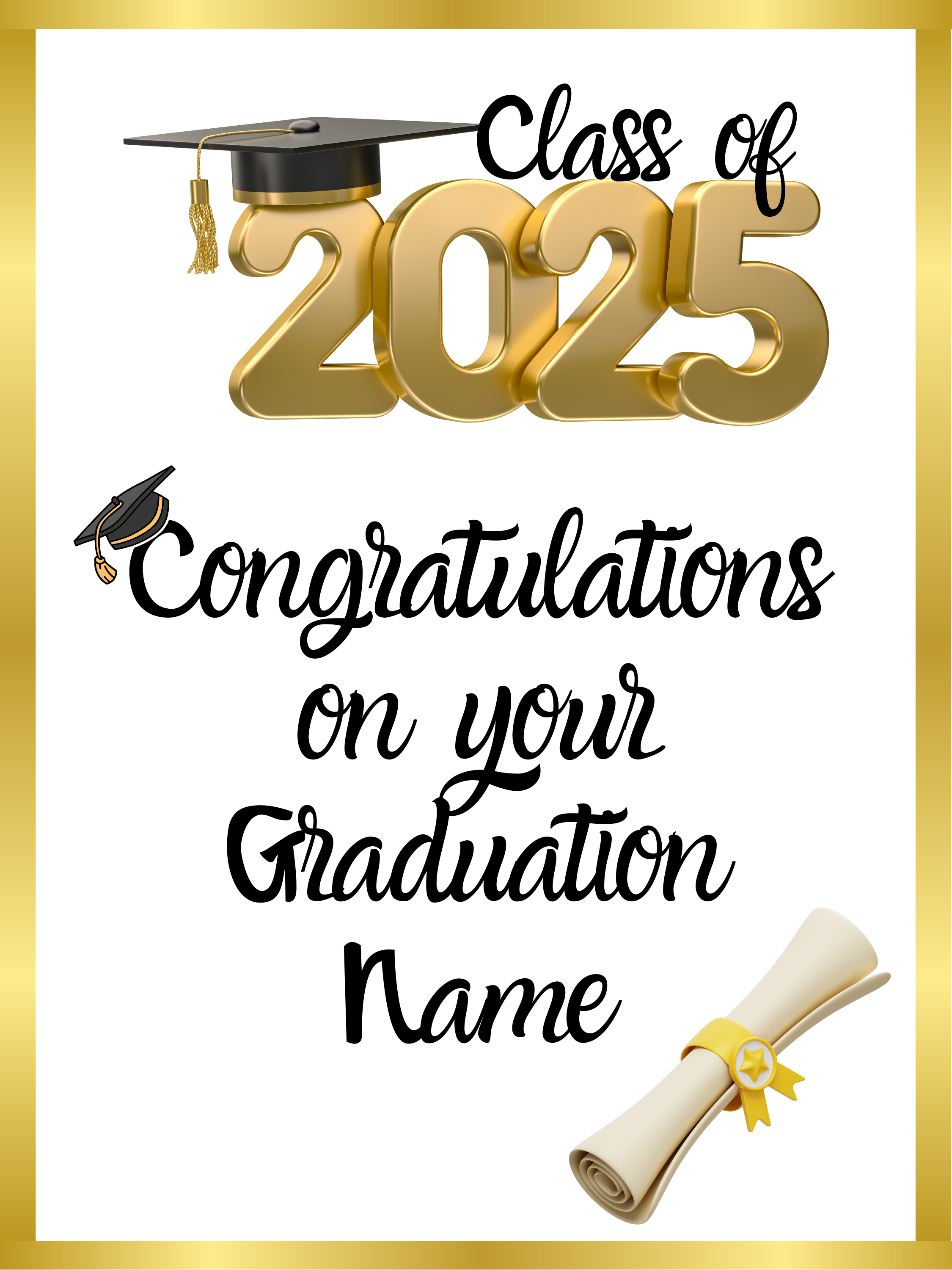 Graduation Class of 2025 Personalised Edible Printed Cake Topper Icing Sheet Rectangle / Oblong