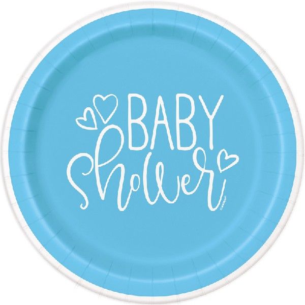 Paper Party Plates - Pack of 8 - Blue Baby Shower