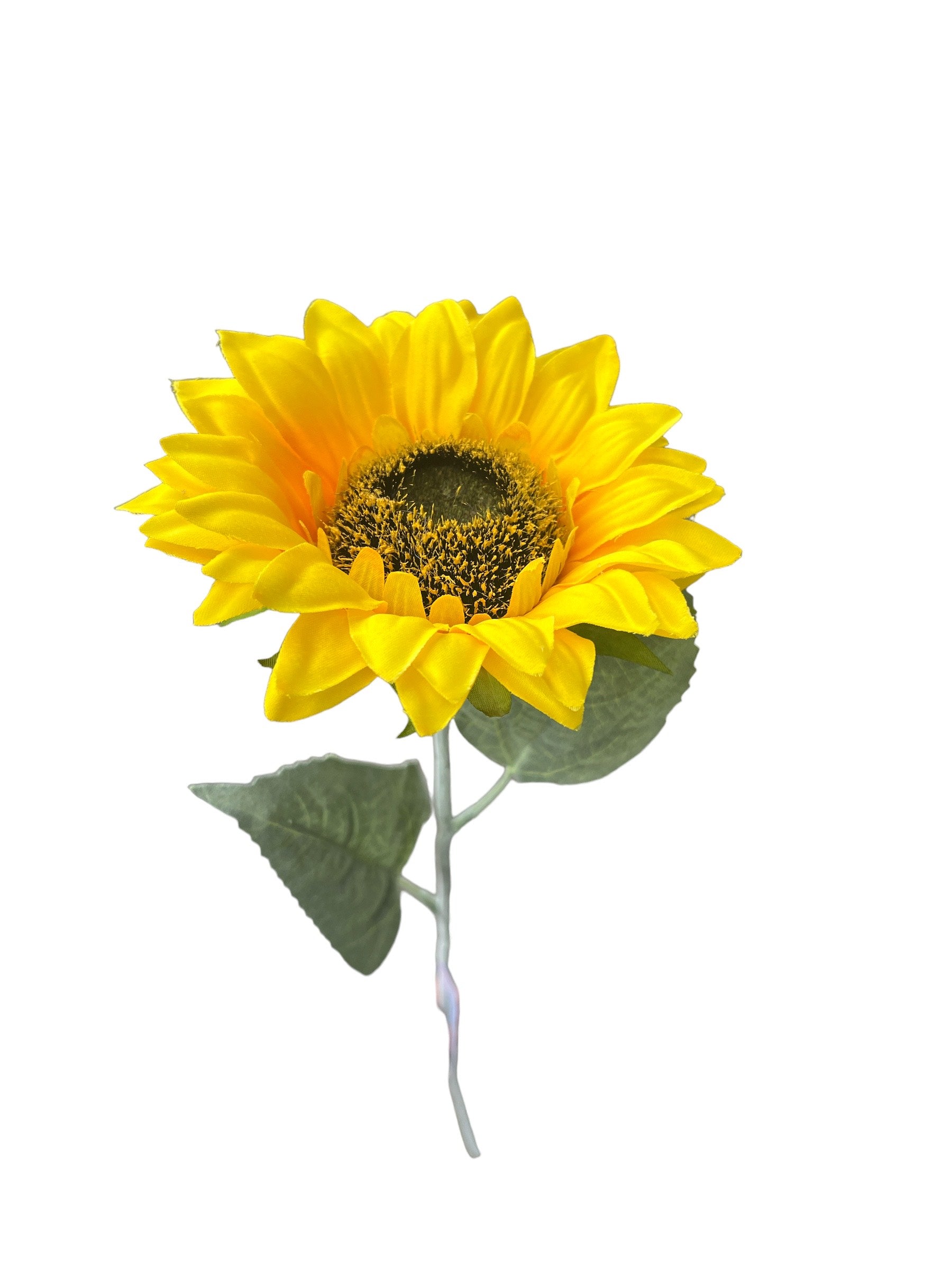 Yellow Sunflower Artificial Floral Flower Stem with Leaves