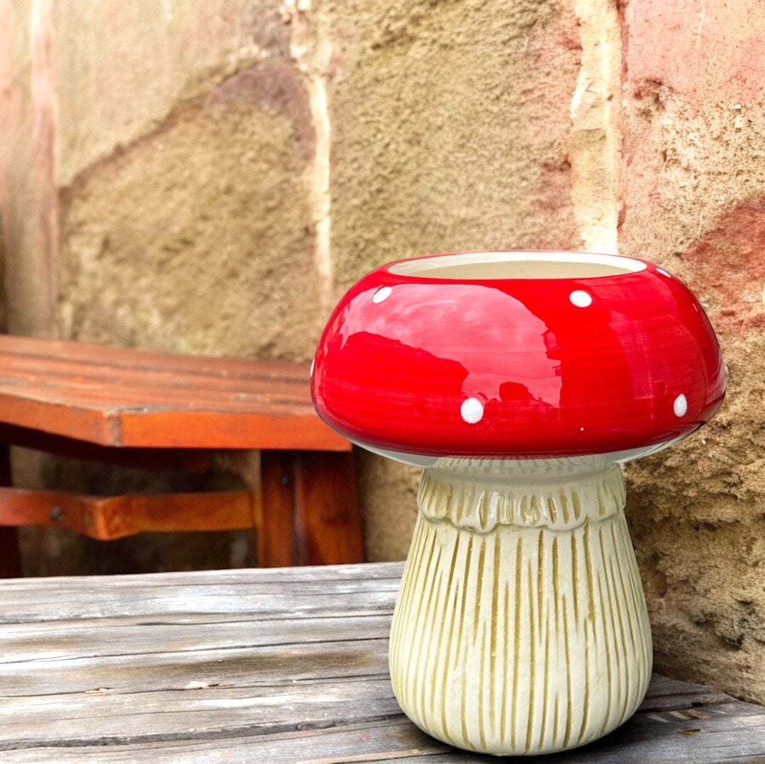 Ceramic Toadstool Decorative Planter / Plant Pot