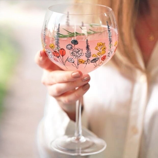 Wildflower Design Gin Glass