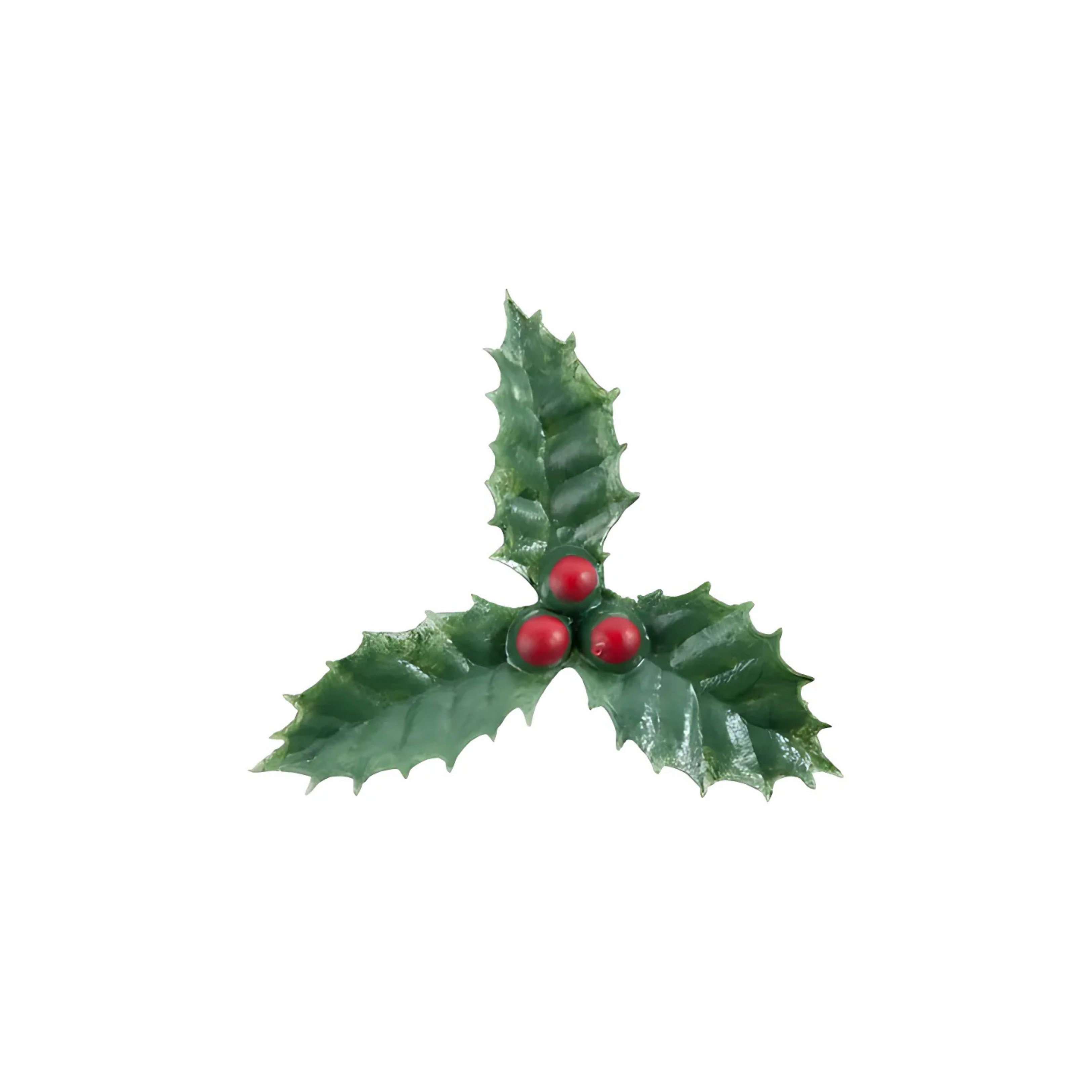 Plastic Holly Christmas Cake or Yule Log Decoration 45mm