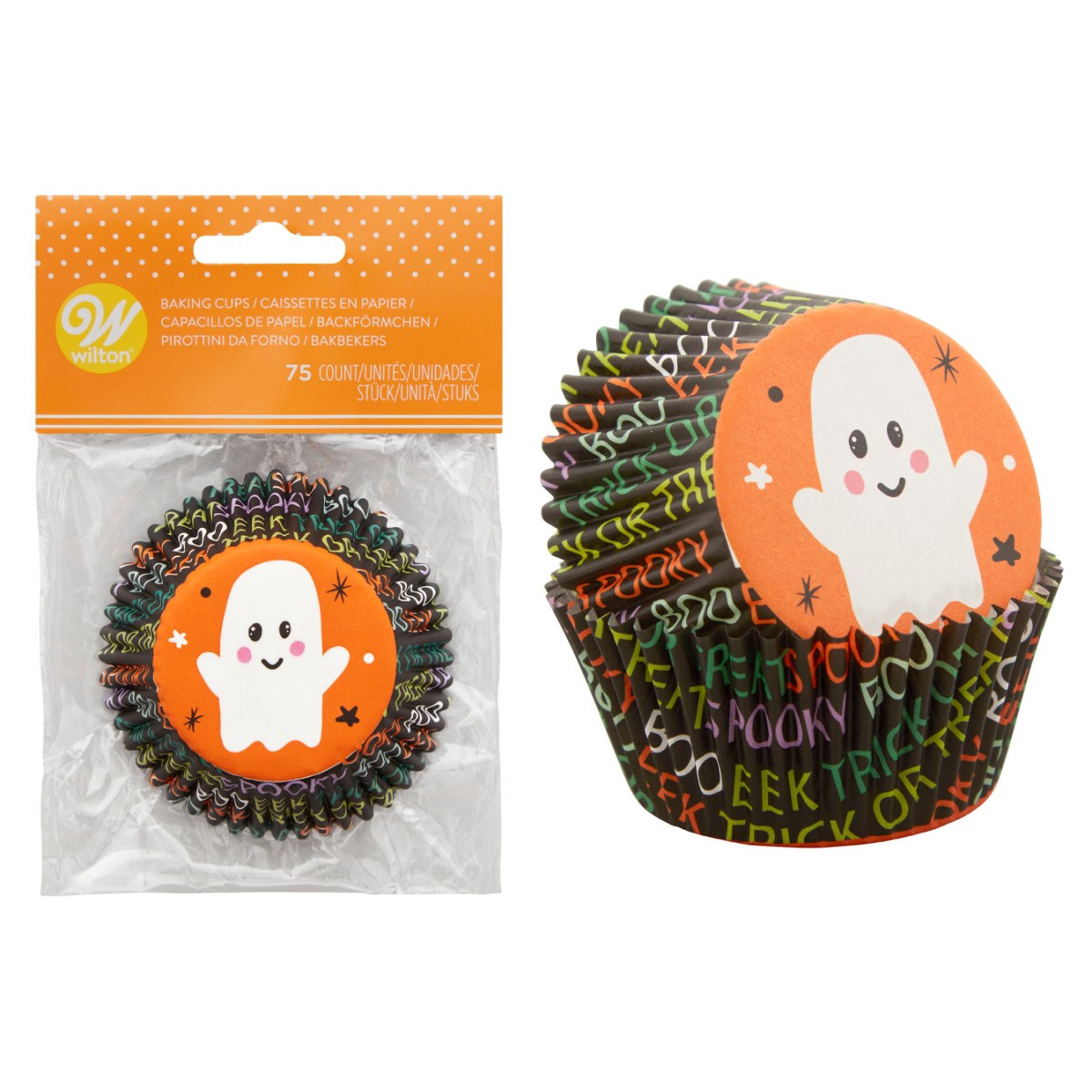 Wilton Standard Cupcake Baking Cases - Trick or Treat & Ghost - Pack of 75