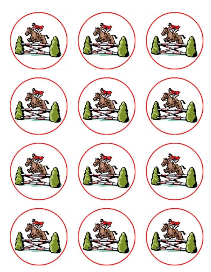 Horse Riding hobby Animals  edible  printed Cupcake Toppers Icing Sheet of 12 Toppers 