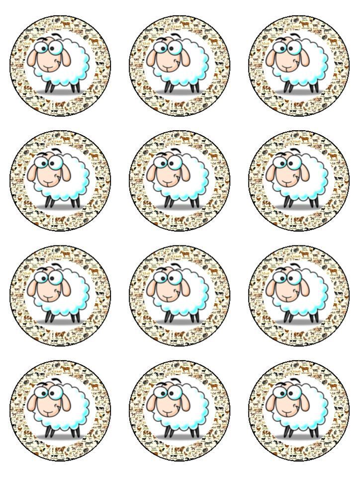 Farm Farmyard Sheep funny edible printed Cupcake Toppers Icing Sheet of 12 Toppers
