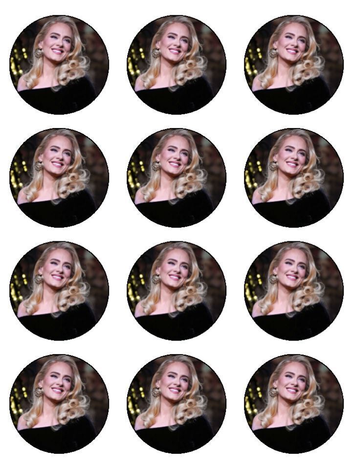 Adele singer artist Edible Printed Cupcake Toppers Icing Sheet of 12 Toppers