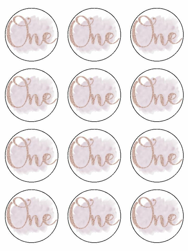 Age one 1st birthday rose gold bday edible Printed Cupcake Toppers Icing Sheet of 12 Toppers