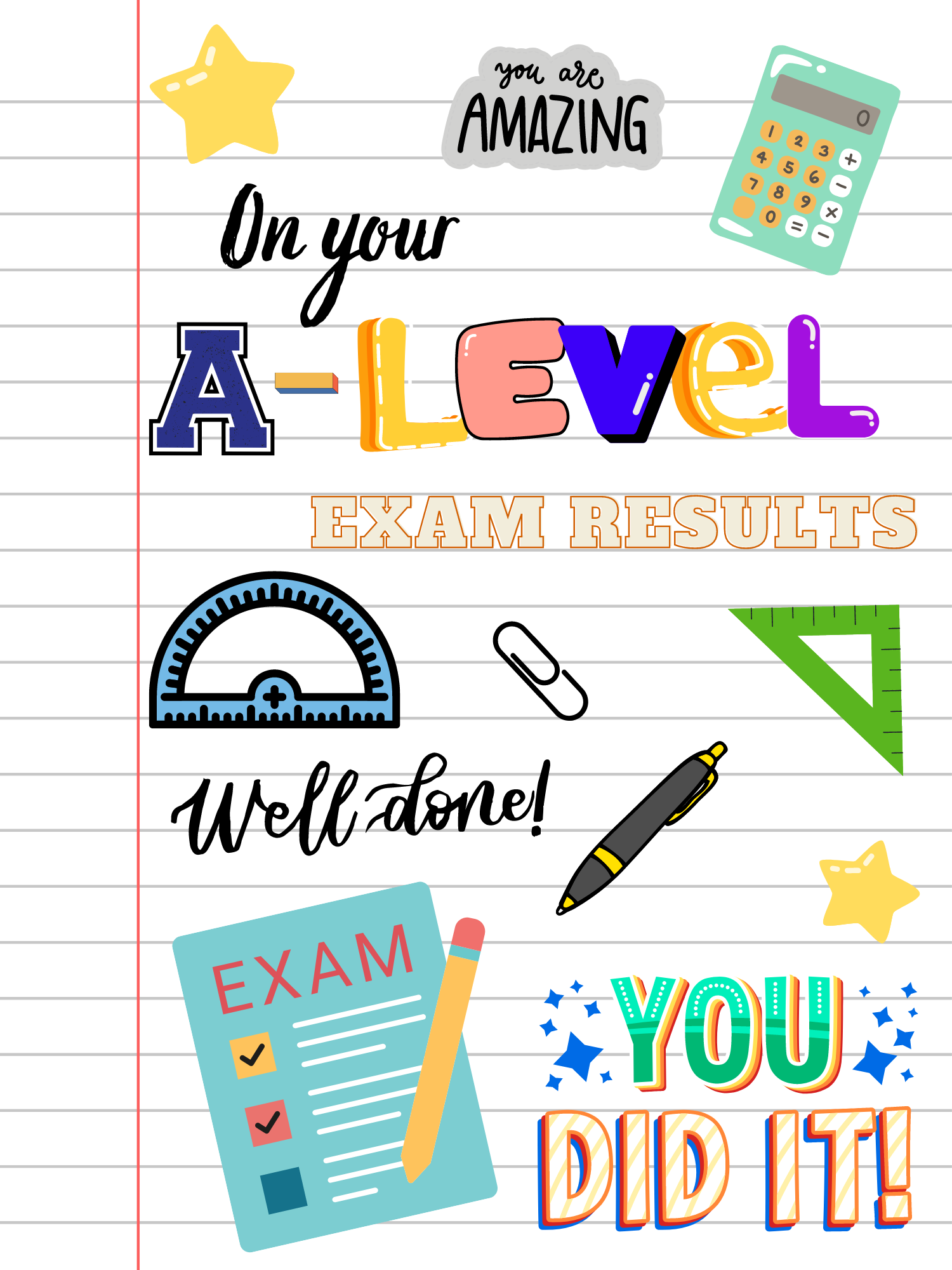A-Level Exam Results Edible Printed Cake Topper Icing Sheet Rectangle / Oblong