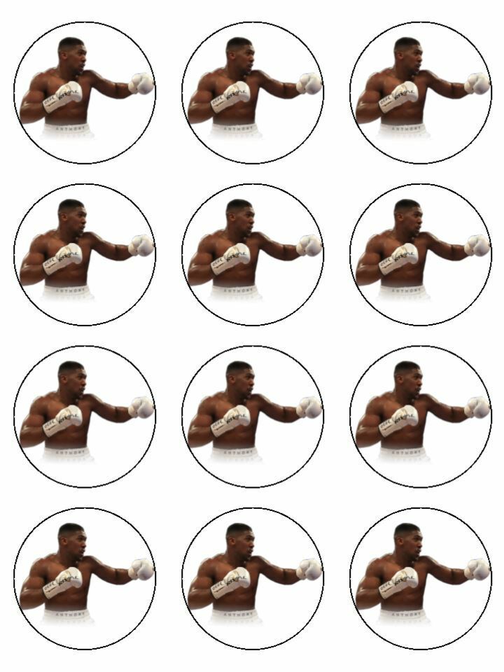 Anthony Joshua boxing heavy weight  edible printed Cupcake Toppers Icing Sheet of 12 Toppers