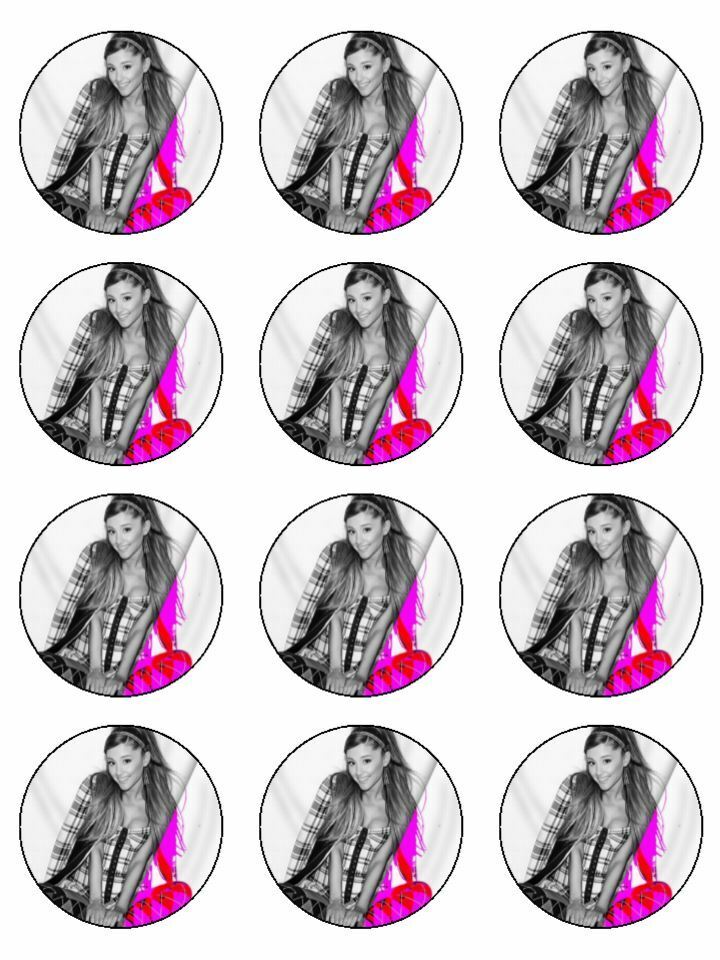 Ariana Grande singer music edible printed Cupcake Toppers Icing Sheet of 12 Toppers