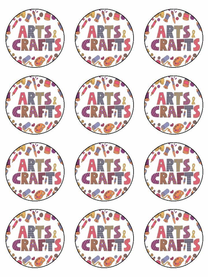 arts&crafts art work edible printed Cupcake Toppers Icing Sheet of 12 Toppers