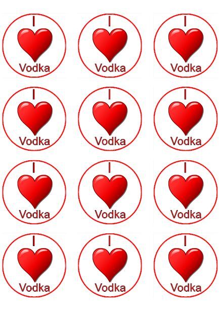 I love vodka  edible  printed Cupcake Toppers Icing Sheet of 12 Toppers