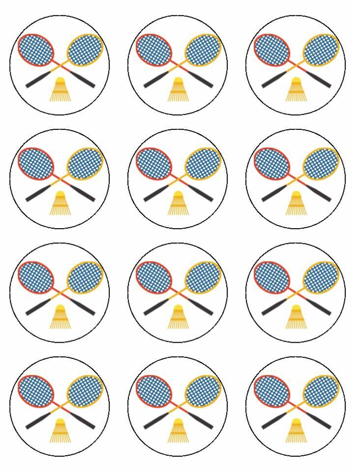 badminton sport racket hobby edible printed Cupcake Toppers Icing Sheet of 12 Toppers