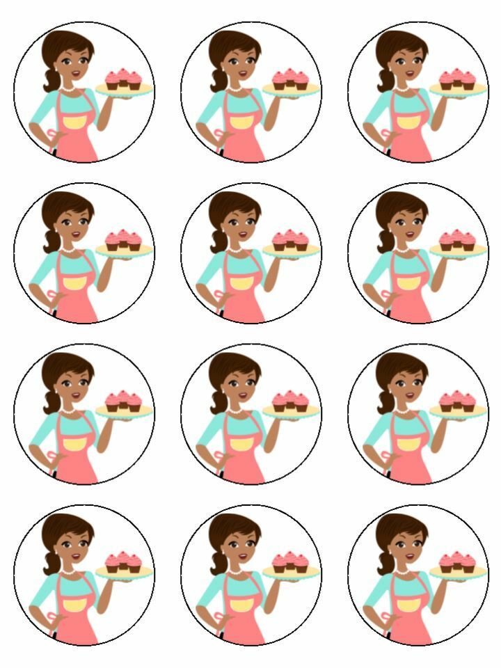 baker baking cooking job profession edible printed Cupcake Toppers Icing Sheet of 12 Toppers