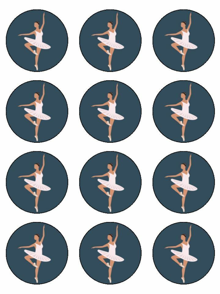 ballet dancer dancing tutu edible printed Cupcake Toppers Icing Sheet of 12 Toppers