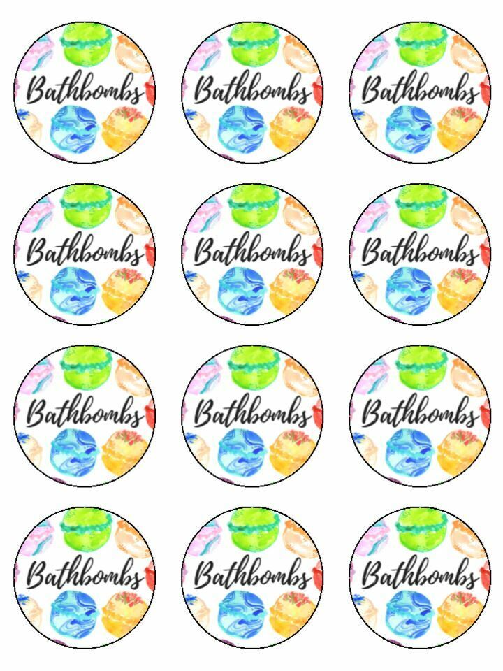 bath bombs bath time edible printed Cupcake Toppers Icing Sheet of 12 Toppers