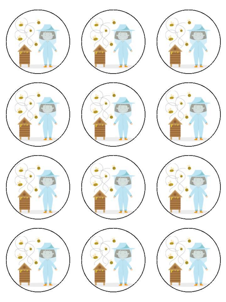 Bee keeper bee lady Edible Printed Cupcake Toppers Icing Sheet of 12 Toppers