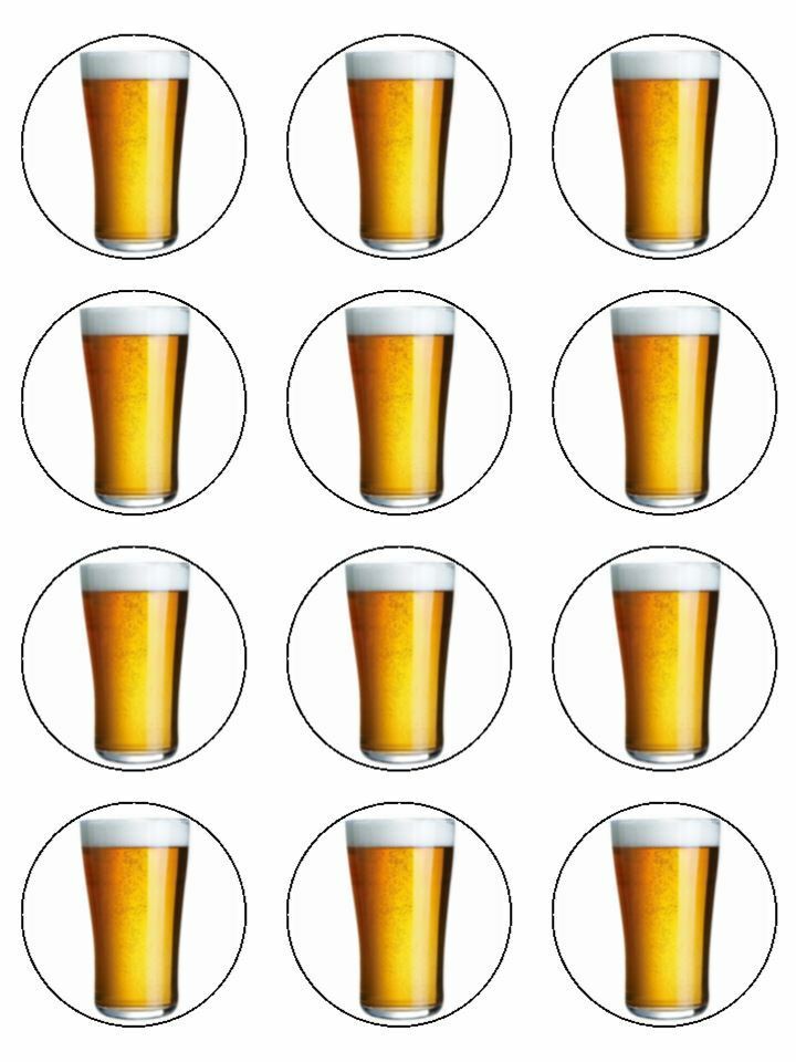 beer cider drinking alcohol celebration edible printed Cupcake Toppers Icing Sheet of 12 Toppers