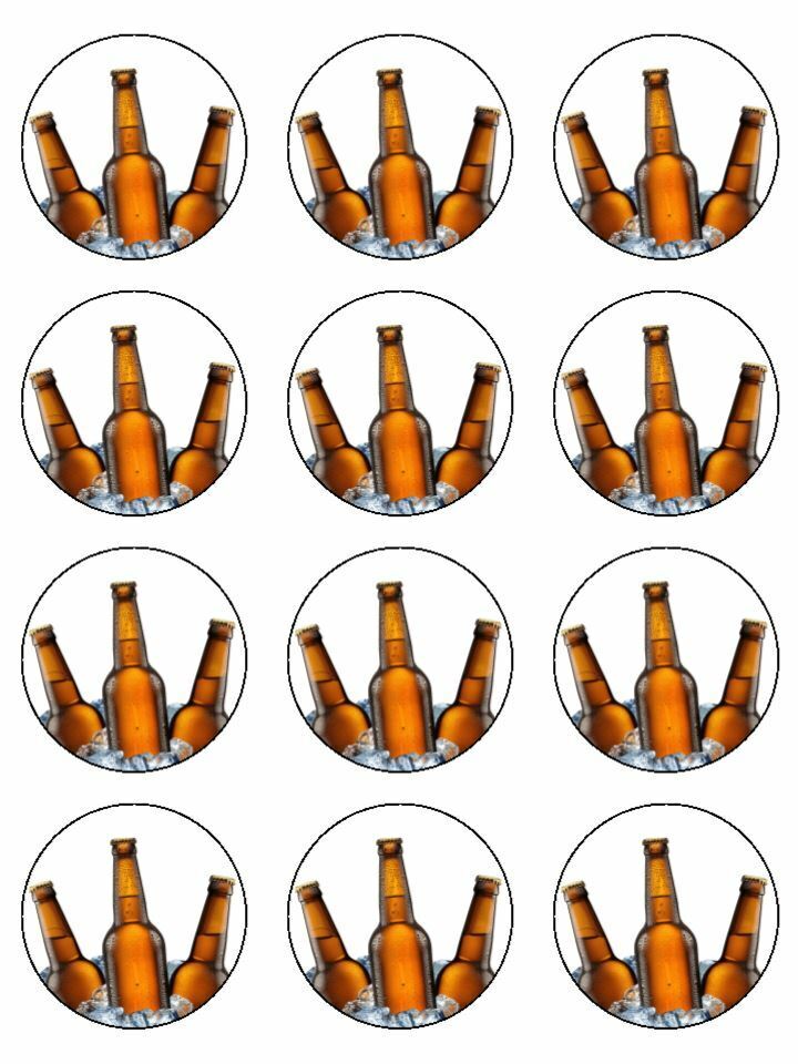 beer drinking alcohol celebration edible printed Cupcake Toppers Icing Sheet of 12 Toppers