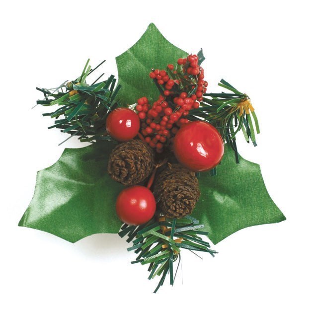 Berry And Fircone Holly Cake, Craft or Yule Log Topper Decoration 