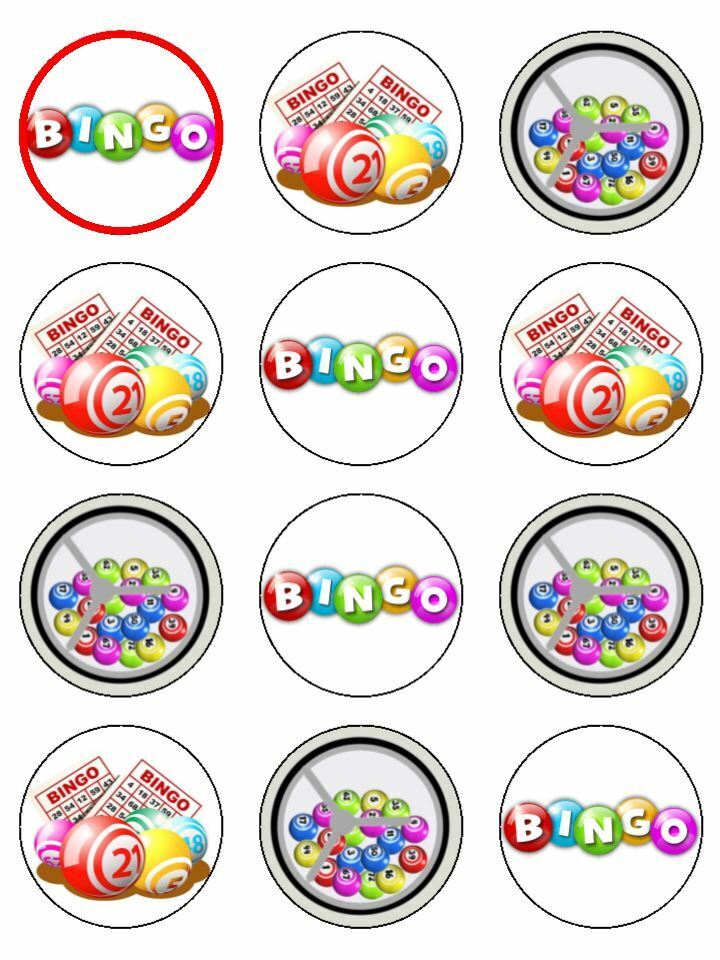 Bingo game fun birthday edible printed Cupcake Toppers Icing Sheet of 12 Toppers