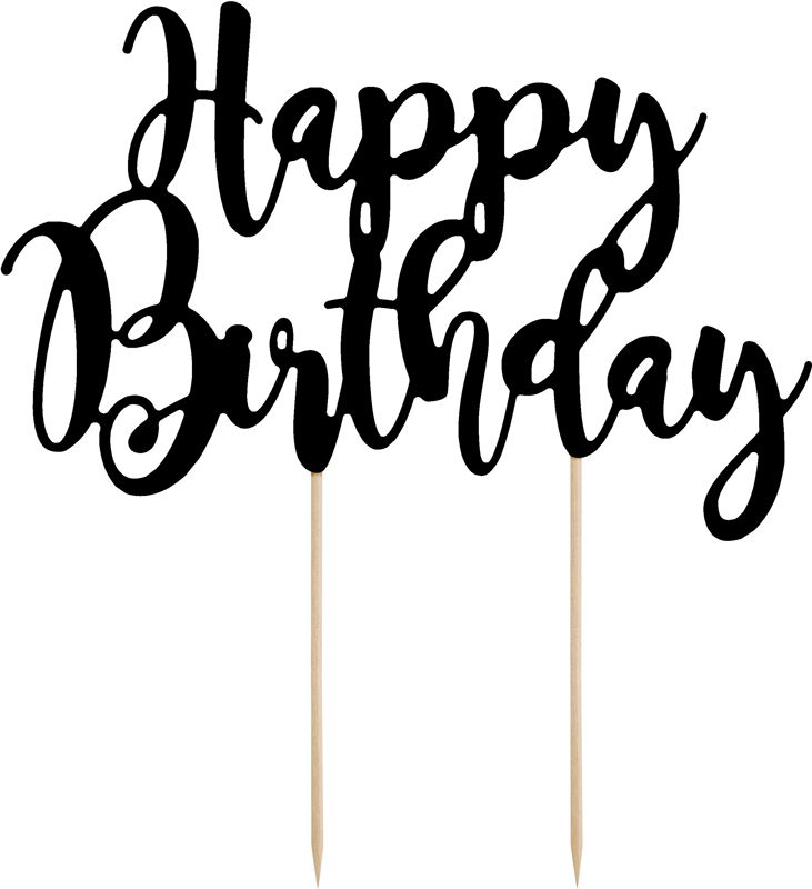 Happy Birthday Black Card Cake Topper