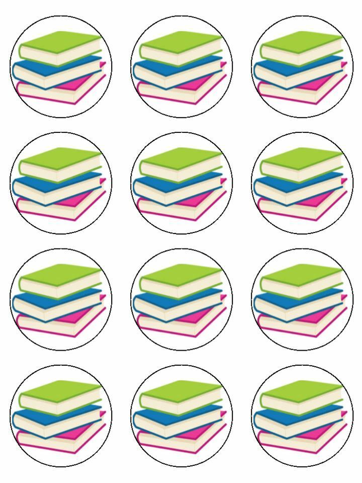 reading books school hobby edible printed Cupcake Toppers Icing Sheet of 12 Toppers