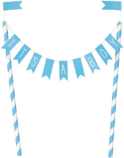 It's a Boy Blue Bunting Cake Topper