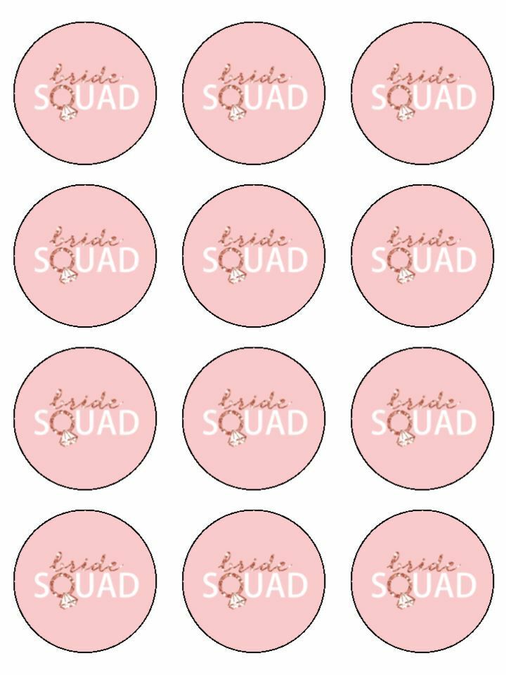 Bride squad rose gold hen edible printed Cupcake Toppers Icing Sheet of 12 Toppers