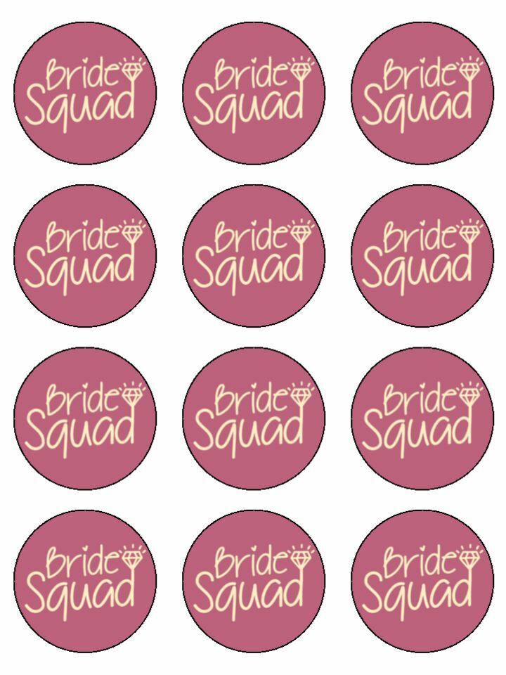 bride squad hen night cupcake edible Printed Cupcake Toppers Icing Sheet of 12 Toppers