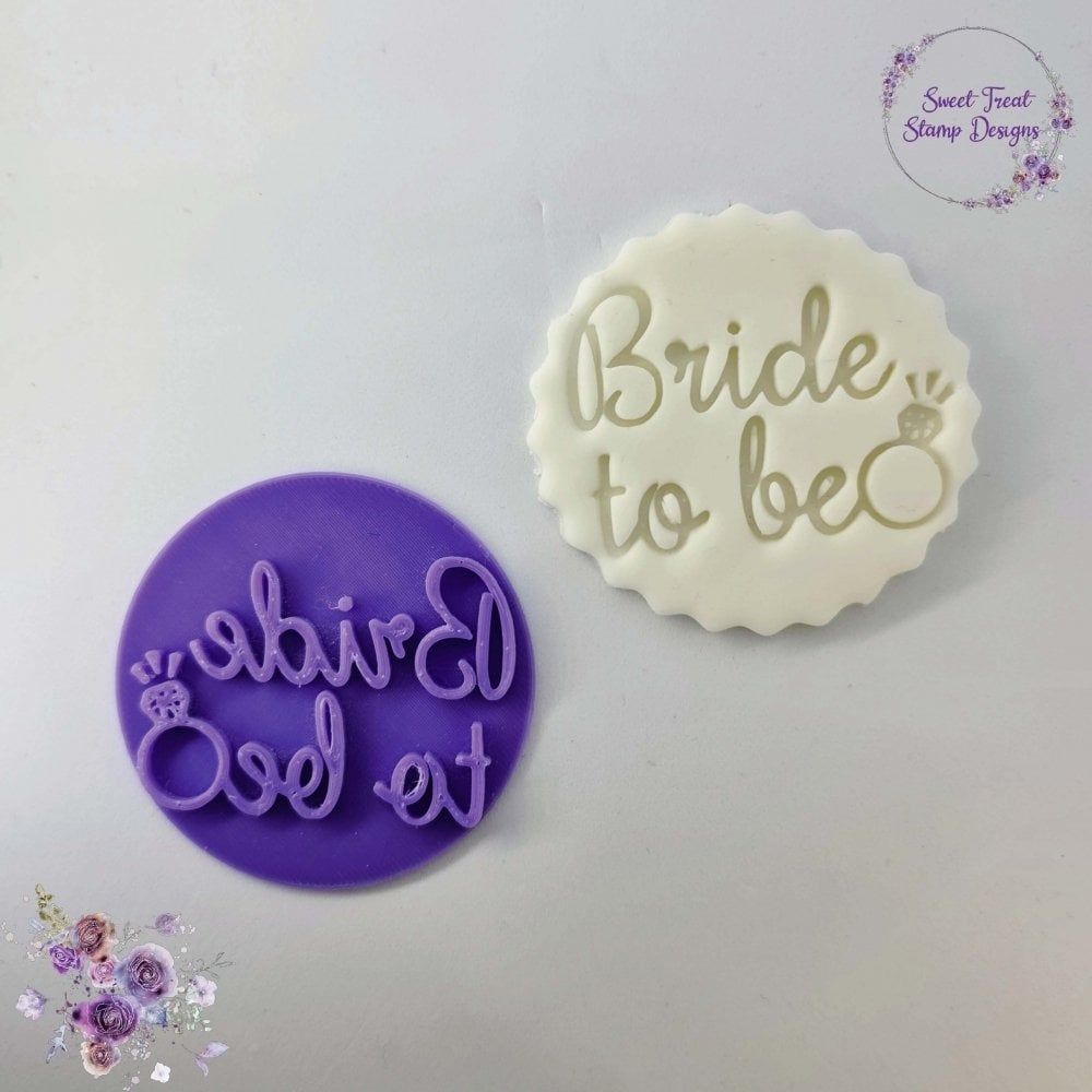 Sweet Treat Stamps Bride to Be with Diamond Ring Details Cupcake & Cookie Embossing Fondant Stamp
