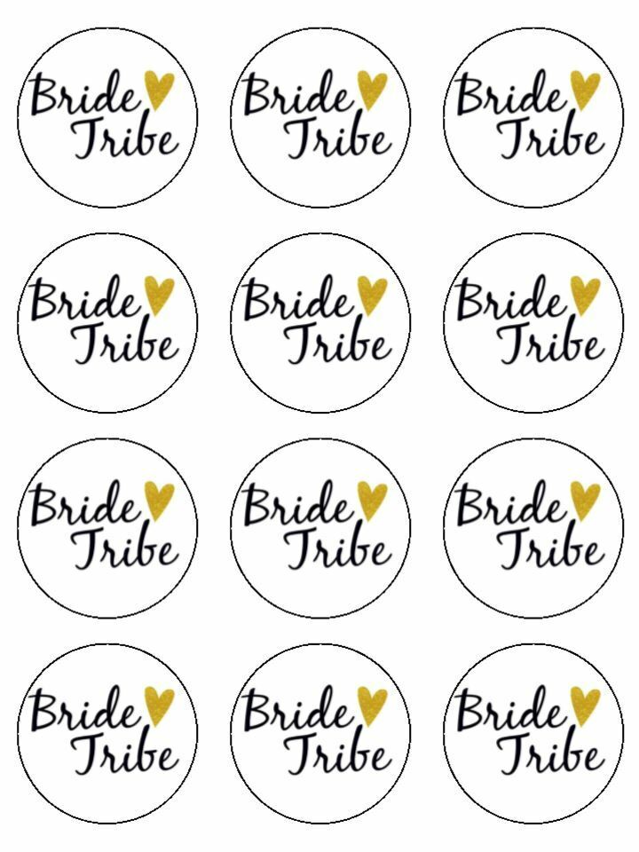 bride tribe hen night golds edible printed Cupcake Toppers Icing Sheet of 12 Toppers