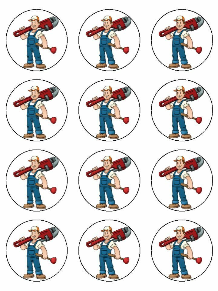 DIY man builder tools edible printed Cupcake Toppers Icing Sheet of 12 Toppers