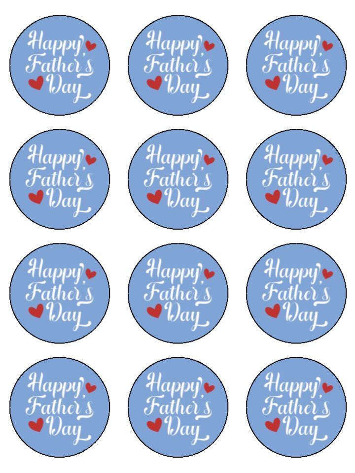 Happy Father's Day Edible Printed Cupcake Toppers Icing Sheet of 12 Toppers