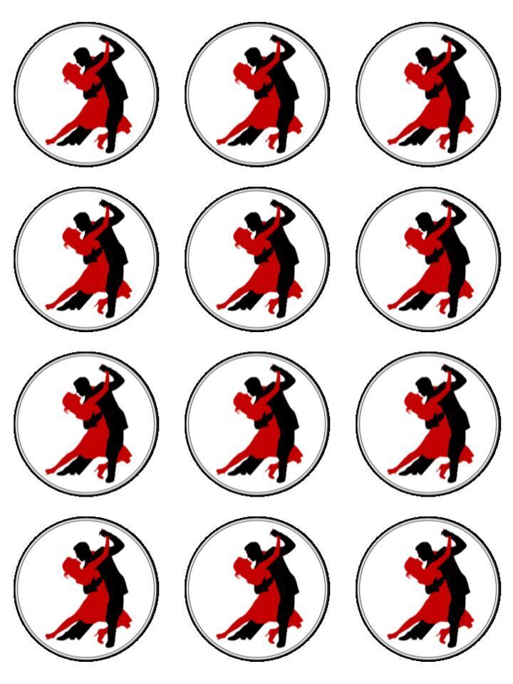 Ballroom dancing hobby dance Edible Printed Cupcake Toppers Icing Sheet of 12 Toppers