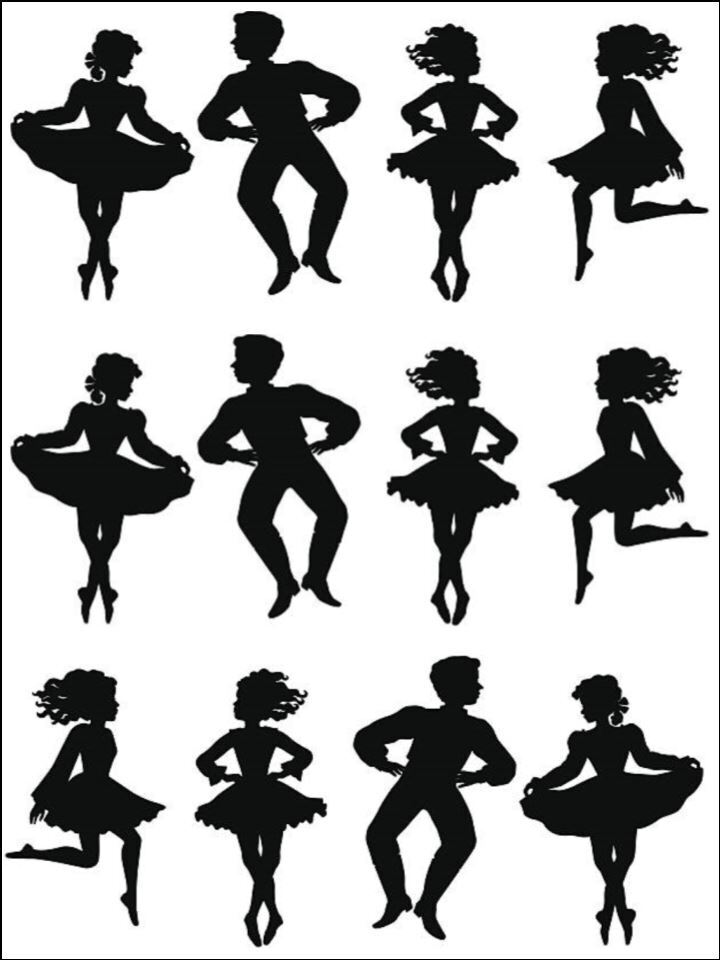 Irish dancing Ireland dancing dance  silhouettes forces Edible Printed Cake Decor Topper Icing Sheet Toppers Decoration Edible Printed Cake Decor Topper Icing Sheet Toppers Decoration