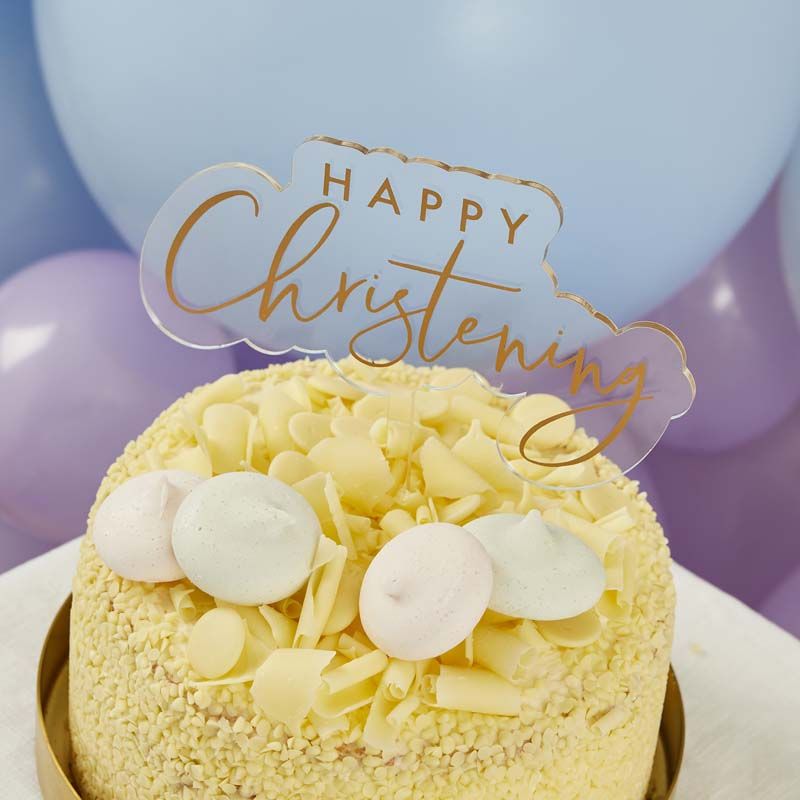 Happy Christening Gold Acrylic Cake Topper