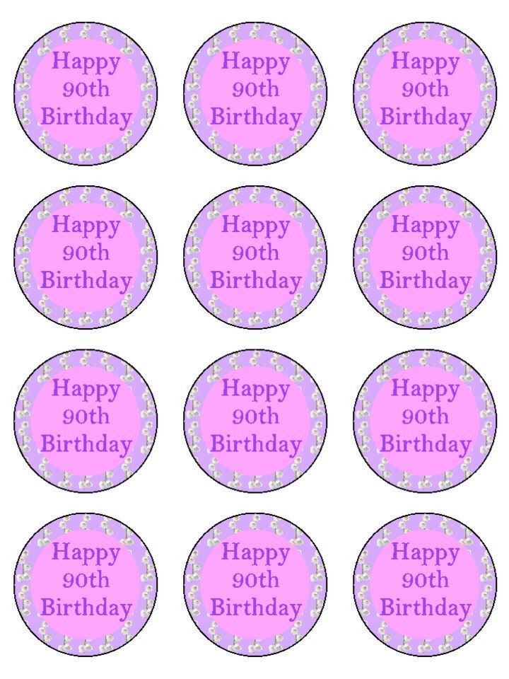  lilly of the valley 90th Birthday edible printed Cupcake Toppers Icing Sheet of 12 Toppers