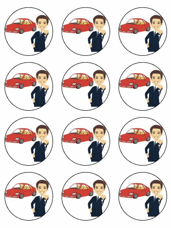 Car sales Salesman cars edible printed Cupcake Toppers Icing Sheet of 12 Toppers