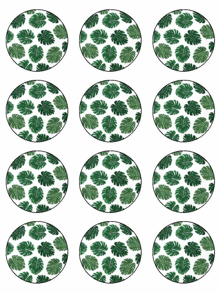 cheese leaves tropical edible printed Cupcake Toppers Icing Sheet of 12 Toppers