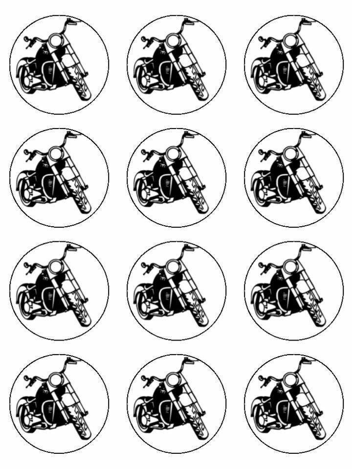 Chopper MotorCycle Vehicle birthday edible printed Cupcake Toppers Icing Sheet of 12 Toppers