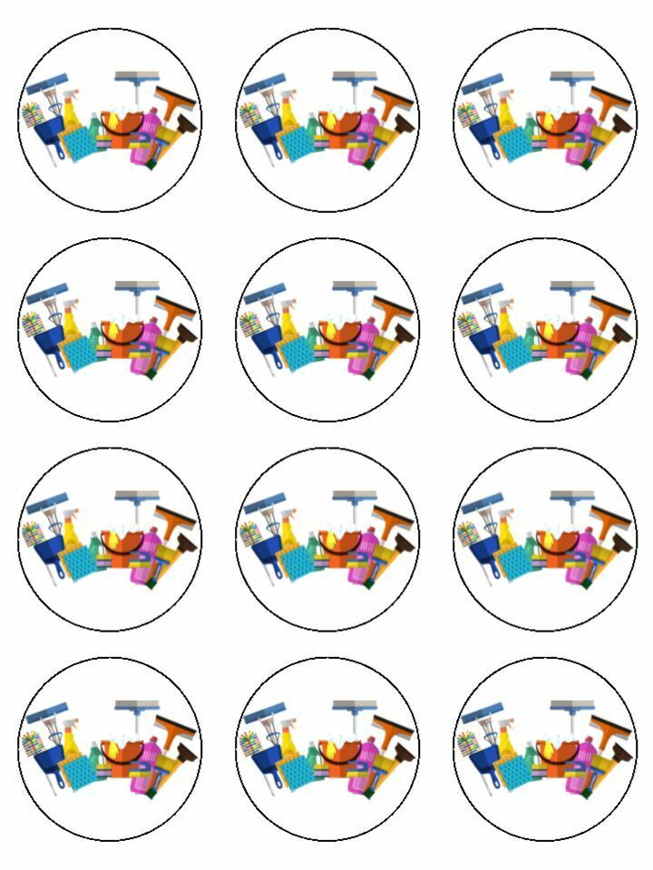 cleaning house cleaning products edible printed Cupcake Toppers Icing Sheet of 12 Toppers