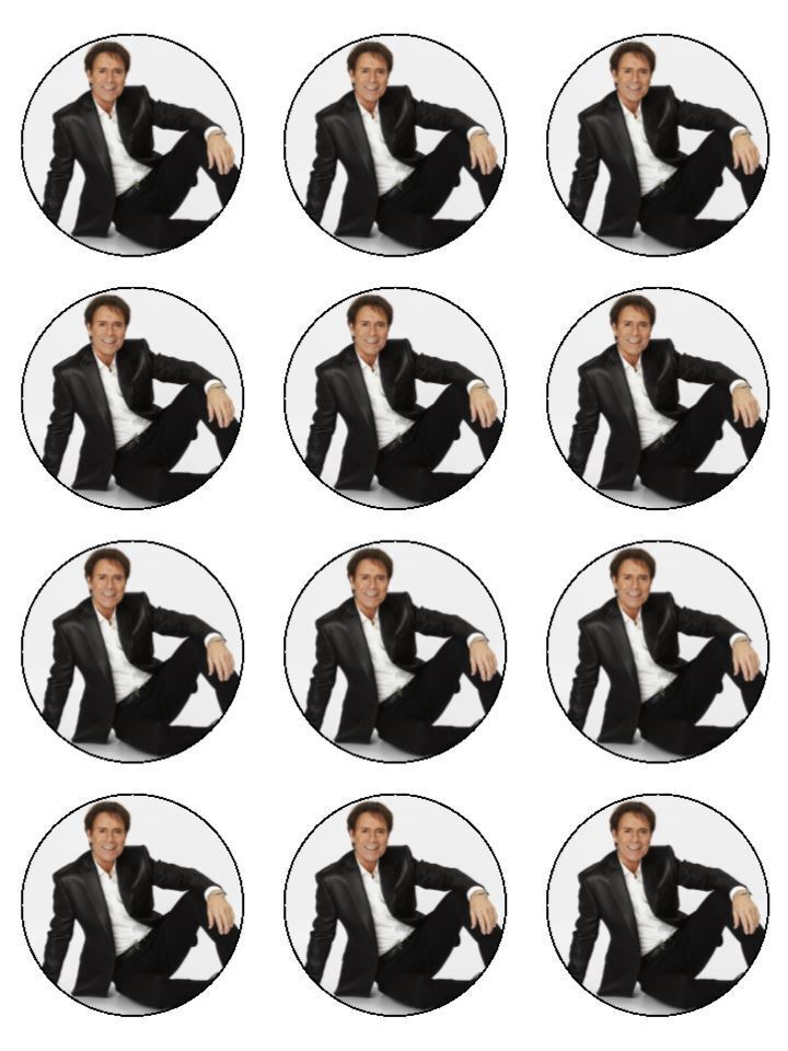 Cliff Richard artist singer Edible Printed Cupcake Toppers Icing Sheet of 12 Toppers