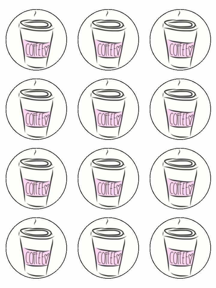 coffee beans coffee addict edible printed Cupcake Toppers Icing Sheet of 12 Toppers