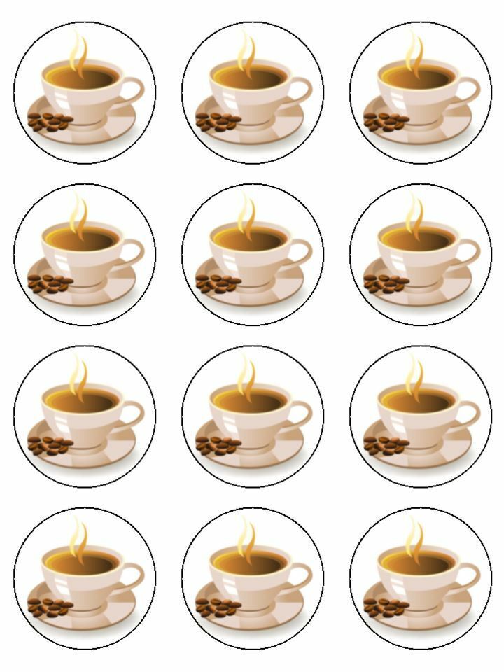 coffee beans coffee addict love edible printed Cupcake Toppers Icing Sheet of 12 Toppers