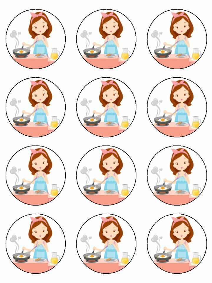 cooking baking cakes bread edible printed Cupcake Toppers Icing Sheet of 12 Toppers