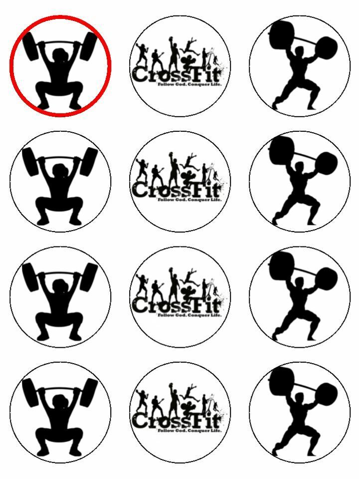 crossfit weight lifting fitness sport edible printed Cupcake Toppers Icing Sheet of 12 Toppers