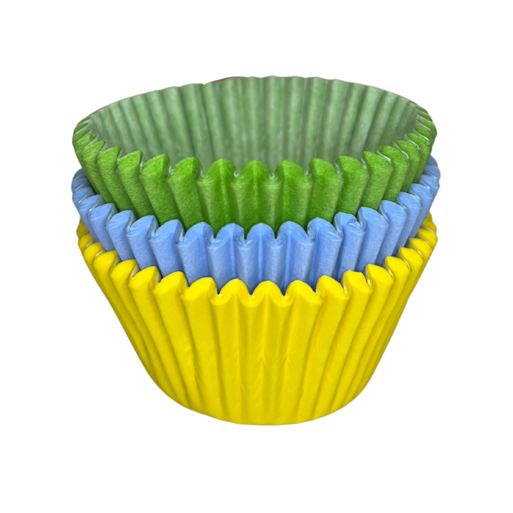 Paper Cupcake Baking Cases - pack of Approx. 45  - Pastel Yellow, Green and Blue