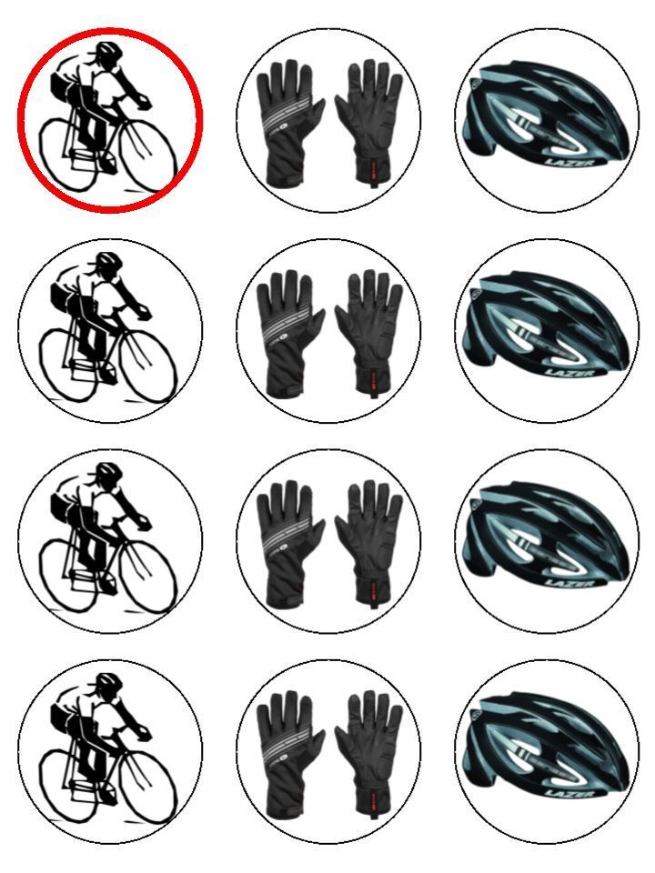 Cycling bikes road bike Edible Printed Cupcake Toppers Icing Sheet of 12 Toppers